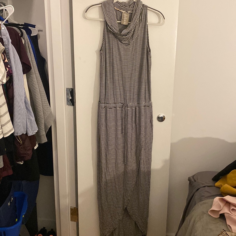Striped blue and white maxi dress